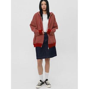 [스콰즈] 여자 오버핏 스트라이프 투웨이 니트 후드집업 SDEAR002