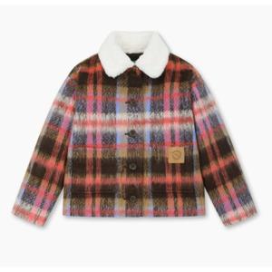 [베네통키즈]25FW-체크 퍼 카라 숏 코트/QACT03561