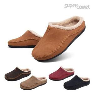 [슈퍼카미트]겨울 남녀공용 커플 스웨이드 세무 가죽 어그 양털 방한 털슬리퍼