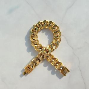 [노블른] 써지컬스틸 골드 10mm 남자 금 체인 팔찌