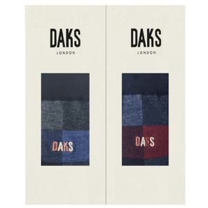 [닥스(양말)]DB22378 신사 면중목 삼색사각  2족세트