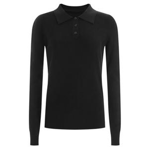 [샵앤]여성 골지 카라넥 단추 반오픈 슬림핏 간절기 겨울 긴팔 니트 티셔츠 BOM-WKN-1648-블랙