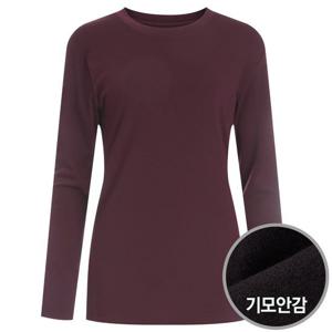 [샵앤]애니 여성 국산 이너 라운드 기모 긴팔 베이직 티셔츠 DAI-WSH-1210-와인