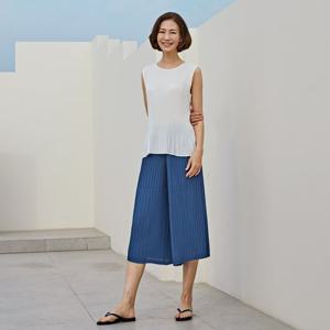 [샵앤]국산 여성 모어 7부주름 밴딩 통바지 플리츠 팬츠 BLE-WPT-1342-블루