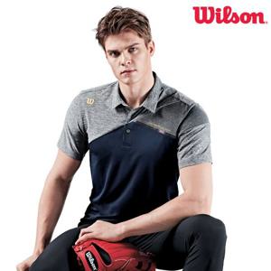 [윌슨]남성 반팔티셔츠 5247 네이비 카라 단체 테니스