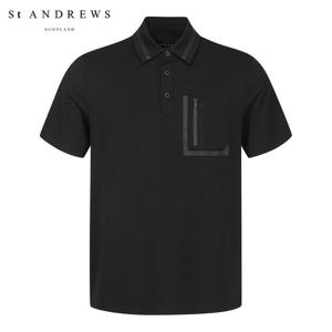 [세인트앤드류스] 남성 카라 프린트 포켓 UV 차단 반팔 티셔츠