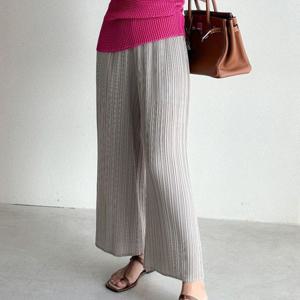 [샵앤]어반 국산 여성 맞주름 간절기 여름 데일리 밴딩 포켓 와이드 플리츠 팬츠 BLE-WPT-3107-차콜