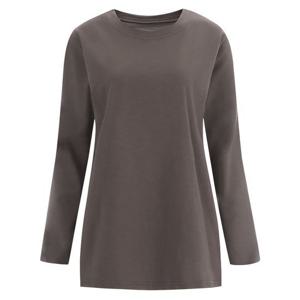 [샵앤]베이직 국산 여성 루즈핏 슬럽 라운드 긴팔 면 티셔츠 DAI-WSH-1009-브라운