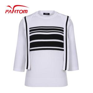 [팬텀] [가격인하] 여성 세일러 숄 단가라 배색 니트