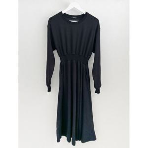 [샵앤]국산 여성 라운드 허리밴딩 등원룩 데일리 면 롱원피스 ARA-WDR-3021-블랙