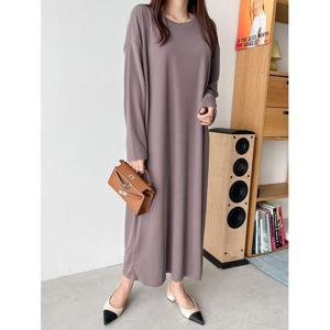 [샵앤]국산 여성 라운드 오버핏 이지웨어 임부복 롱원피스 ARA-WDR-3088-모카