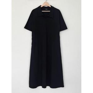 [샵앤]국산 여성 카라 등원룩 임산부 데일리 면100 반팔 훌원피스 ARA-WDR-3128-블랙