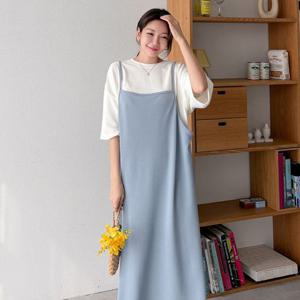 [샵앤]투유 여성 라운드 5부 민소매 여름 이지웨어 원마일 등원룩 데일리 반팔 원피스 ARA-WDR-3161-소라