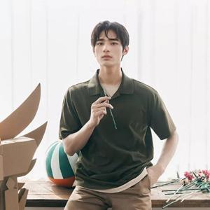 [지오지아] 오버핏 오픈카라 티셔츠 (ABB2TT1153)