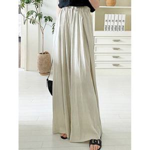 [샵앤]크리지 여성 큐롯팬츠 허리밴딩 와이드 주름 통바지 롱 치마바지 SIU-WPT-3230-버터