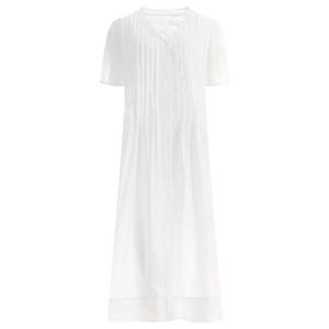 [샵앤]여성 벨라 벌룬소매 주름 반팔 면 롱원피스 JL-WDR-1441-화이트