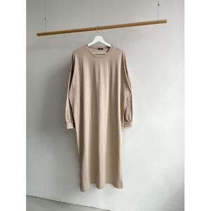 [샵앤]국산 오버핏 이지웨어 라운드 여성 롱원피스 ARA-WDR-3085-진베이지