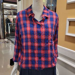 [BCBG] 비씨비지 여름24 테드 체크 블라우스 B4B4B418