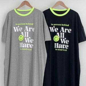 빅사이즈 배색 반팔티 빅사이즈미시옷 306O404S 프린