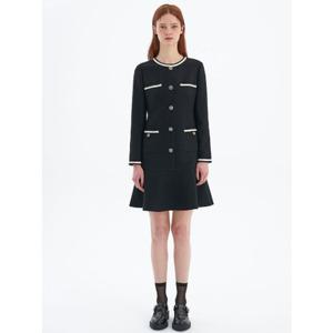 올리브데올리브 브레이드 장식 플레어 미니 원피스 OW4SO165