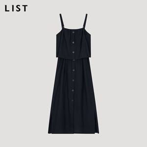 [리스트] 레이어 버튼 슬리브리스 원피스_TWWOPO62090_DN