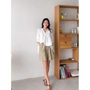 [샵앤]데일리 큐롯팬츠 와이드 면100 밴딩 여성 치마반바지 AMI-WPT-3357-베이지
