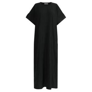 [샵앤]프릴주름 여성 라운드 데일리 이지웨어 H라인 반팔 롱원피스LL-WDR-11873-블랙