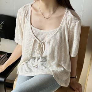 [아이우먼]빅사이즈 406 나시트윈원린넨볼레로 DGOS289