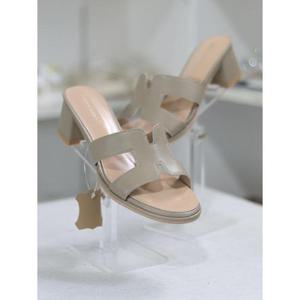 바이로쏘 세이브존03 소가죽 청키 미들힐 캐주얼 5.5cm 뮬 샌들 SAVBY24S11966BB4W