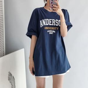 [아이우먼]빅사이즈 407 20수오버로고나염반팔티 DNSP316