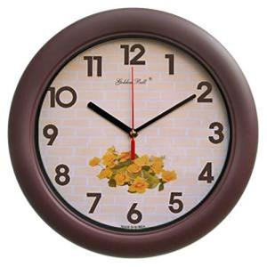 GB4083 무소음 벽돌무늬 컬러플 월넛 벽시계32cm 한국