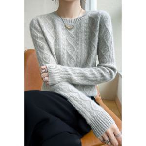 [커스텀에이블]라운드 꽈배기 긴팔 니트_C2310KN629C