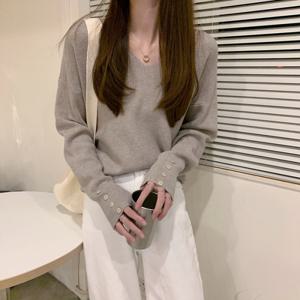 [커스텀에이블]루즈핏 브이넥 긴팔 니트_C2309KN623C