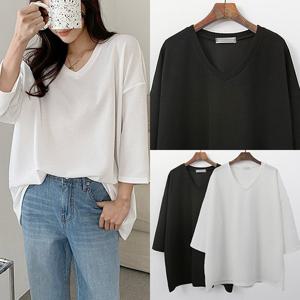 [아이우먼]위쉬몰 NO 브이넥루즈7부티셔츠(G458H409) 빅사이즈