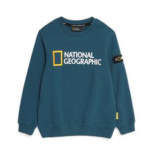 내셔널지오그래픽키즈 N214KSW010 폴리카터 빅로고 맨투맨(기모) TBLUE