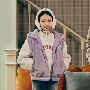 [행텐 틴즈]행텐틴즈 여아 후드 밍크 크롭 바시티 패딩점퍼_584(14490-110-807-46)