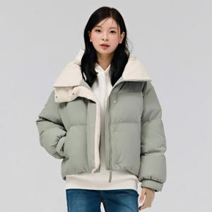 여성 보아 배색 푸퍼 패딩 점퍼-DFRG4771D0V