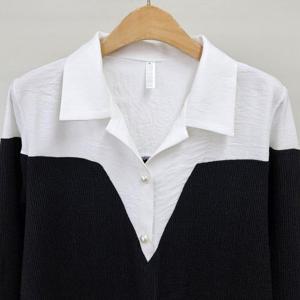 [시드마켓]렐리브이배색카라남방 410S921S 빅사이즈 여성의류