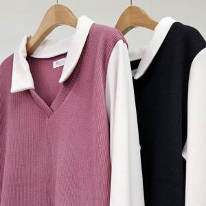 [시드마켓]에리레이어드배색긴팔티 411T251S 빅사이즈 여성