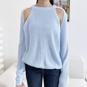 [리빌모아]여자 어깨 트임 하찌 라운드 니트 DJW-KNA-SCAT1075-