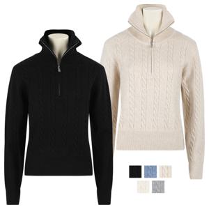 [리빌모아]여자 꽈배기 반목 반집업 모달 니트 SGW-KN-Q053