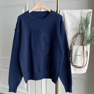 샵앤) 여성 라운드넥 시어 엠보 데일리 니트 티셔츠 DGB-WKN-4078-네이비