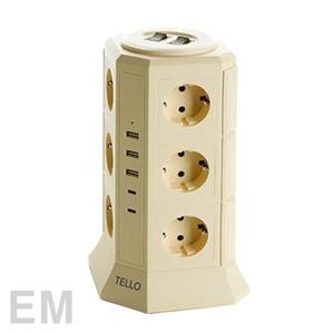 [테팔(가전)]텔로 usb 타워 멀티탭 에디션 17구 크림레몬