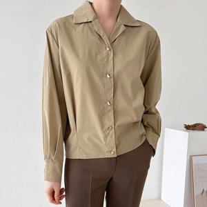 샵앤) 여성 V 카라넥 날씬한 핀턱 셔링 간절기 블라우스 셔츠 CAT-WBL-4161-베이지