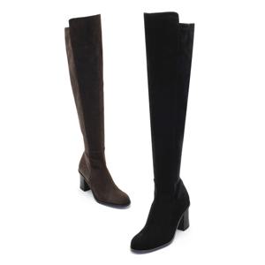 [세라] 여성 스판 니하이 스웨이드 롱부츠 S20L501 블랙 초코그레이 굽 7CM