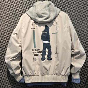 엠할리데이 HC03 인물 드로잉  후드 탈착 항공 점퍼  남여공용  봄 가을 얇은 소재감 MP1JU022
