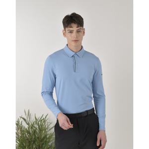 헤지스 골프 25SS 블루 남성 에센셜 로고 긴팔 카라티 HUTS5A201B1