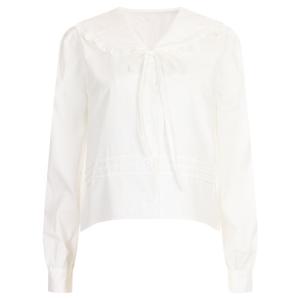 샵앤) 여성 봄신상 프릴 피터팬 카라 리본 러블리 블라우스 SOM-WBL-20336-화이트