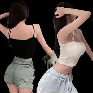 여성 짧은 더블스트랩 편한 캡내장 나시티