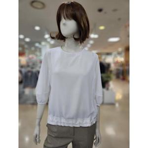 [아날도바시니] 세이브존05 라운드 밴딩 벌룬 소매 5부블라우스 AY04BL40W